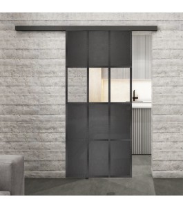 Glasschiebetür BLACK-LINE Loft Schwarzeisen Genietet 32 Auf Klarglas