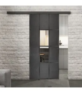 Glasschiebetür BLACK-LINE Loft Schwarzeisen Genietet 35 Auf Klarglas