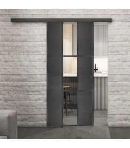 Glasschiebetür BLACK-LINE Loft Schwarzeisen Genietet 36 Auf Klarglas