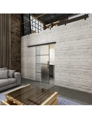 Glasschiebetür BLACK-LINE Loft Schwarzlack 02 Blickdicht