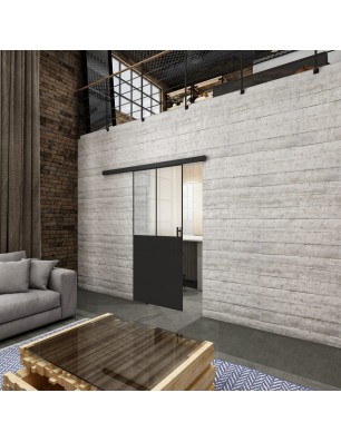 Glasschiebetür BLACK-LINE Loft Schwarzlack 26 Blickdicht