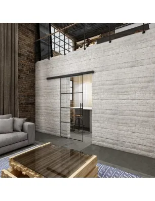 Glasschiebetür BLACK-LINE Loft Schwarzlack 02 Auf Klarglas