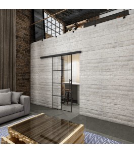 Glasschiebetür BLACK-LINE Loft Schwarzlack 06 Auf Klarglas