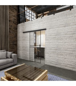 Glasschiebetür BLACK-LINE Loft Schwarzlack 15 Auf Klarglas