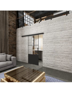 Glasschiebetür BLACK-LINE Loft Schwarzlack 33 Auf Klarglas