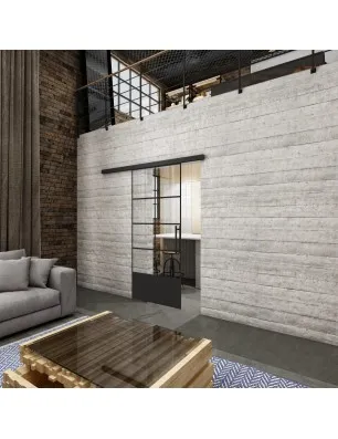 Glasschiebetür BLACK-LINE Loft Schwarzlack 34 Auf Klarglas