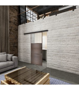 Glasschiebetür BLACK-LINE Loft Rosteisen Genietet 15 Blickdicht