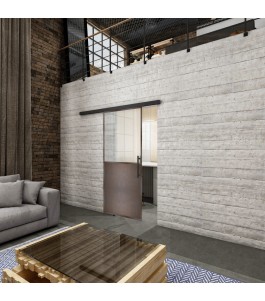 Glasschiebetür BLACK-LINE Loft Rosteisen Genietet 16 Blickdicht