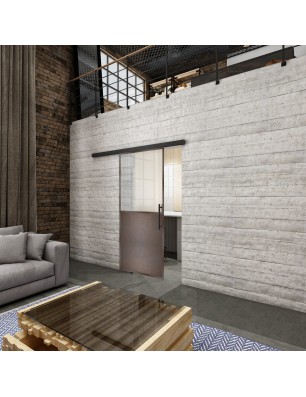 Glasschiebetür BLACK-LINE Loft Rosteisen Genietet 16 Blickdicht