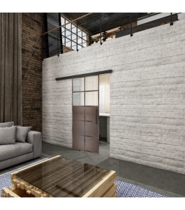 Glasschiebetür BLACK-LINE Loft Rosteisen Genietet 17 Blickdicht