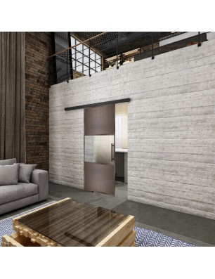 Glasschiebetür BLACK-LINE Loft Rosteisen Genietet 27 Blickdicht