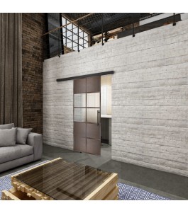 Glasschiebetür BLACK-LINE Loft Rosteisen Genietet 28 Blickdicht
