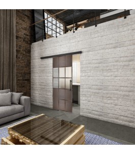 Glasschiebetür BLACK-LINE Loft Rosteisen Genietet 31 Blickdicht