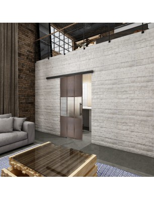 Glasschiebetür BLACK-LINE Loft Rosteisen Genietet 33 Blickdicht