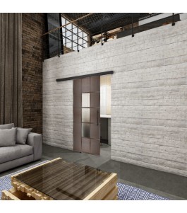 Glasschiebetür BLACK-LINE Loft Rosteisen Genietet 34 Blickdicht