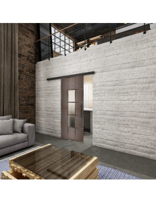 Glasschiebetür BLACK-LINE Loft Rosteisen Genietet 34 Blickdicht
