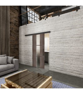 Glasschiebetür BLACK-LINE Loft Rosteisen Genietet 36 Blickdicht