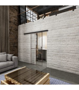 Glasschiebetür BLACK-LINE Loft Rosteisen Genietet 08 Auf Klarglas