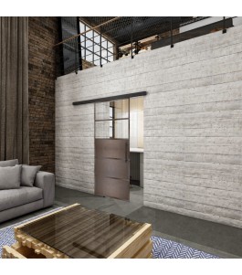 Glasschiebetür BLACK-LINE Loft Rosteisen Genietet 13 Auf Klarglas