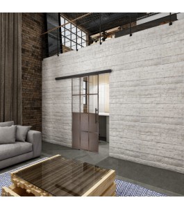 Glasschiebetür BLACK-LINE Loft Rosteisen Genietet 22 Auf Klarglas