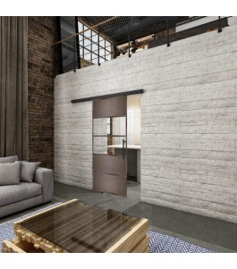 Glasschiebetür BLACK-LINE Loft Rosteisen Genietet 25 Auf Klarglas