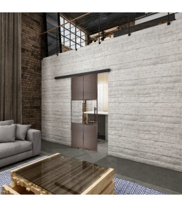 Glasschiebetür BLACK-LINE Loft Rosteisen Genietet 30 Auf Klarglas