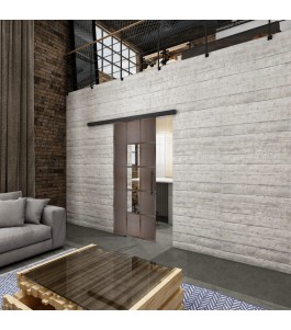Glasschiebetür BLACK-LINE Loft Rosteisen Genietet 34 Auf Klarglas