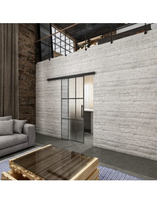 Glasschiebetür BLACK-LINE Loft Schwarzeisen Genietet 11 Blickdicht