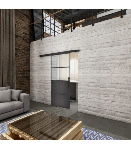 Glasschiebetür BLACK-LINE Loft Schwarzeisen Genietet 18 Blickdicht