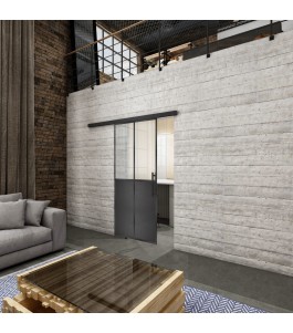 Glasschiebetür BLACK-LINE Loft Schwarzeisen Genietet 20 Blickdicht