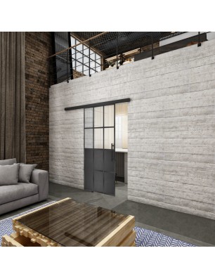 Glasschiebetür BLACK-LINE Loft Schwarzeisen Genietet 22 Blickdicht