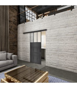 Glasschiebetür BLACK-LINE Loft Schwarzeisen Genietet 23 Blickdicht