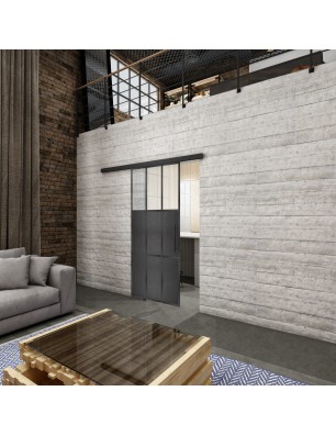 Glasschiebetür BLACK-LINE Loft Schwarzeisen Genietet 23 Blickdicht