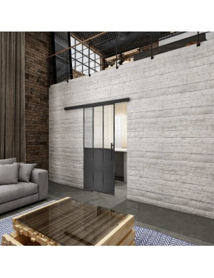 Glasschiebetür BLACK-LINE Loft Schwarzeisen Genietet 24 Blickdicht