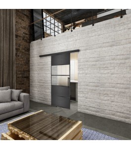 Glasschiebetür BLACK-LINE Loft Schwarzeisen Genietet 25 Blickdicht