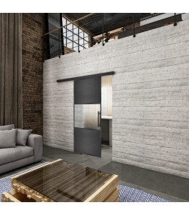 Glasschiebetür BLACK-LINE Loft Schwarzeisen Genietet 27 Blickdicht