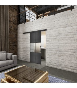 Glasschiebetür BLACK-LINE Loft Schwarzeisen Genietet 30 Blickdicht