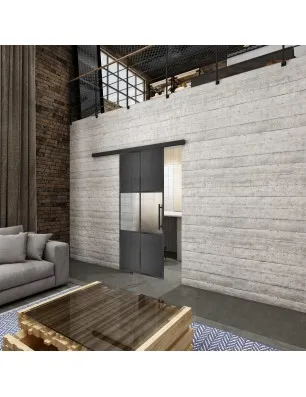 Glasschiebetür BLACK-LINE Loft Schwarzeisen Genietet 30 Blickdicht