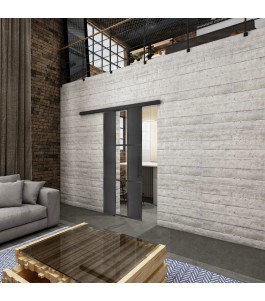 Glasschiebetür BLACK-LINE Loft Schwarzeisen Genietet 36 Auf Klarglas