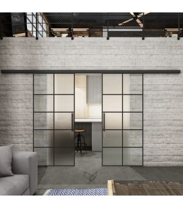 Glasschiebetür BLACK-LINE Loft Schwarzlack 05 Blickdicht