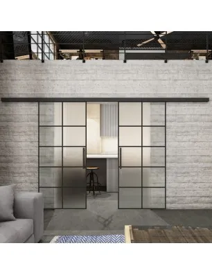 Glasschiebetür BLACK-LINE Loft Schwarzlack 05 Blickdicht