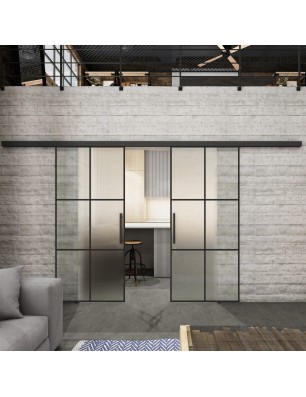 Glasschiebetür BLACK-LINE Loft Schwarzlack 07 Blickdicht