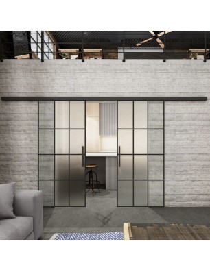 Glasschiebetür BLACK-LINE Loft Schwarzlack 10 Blickdicht