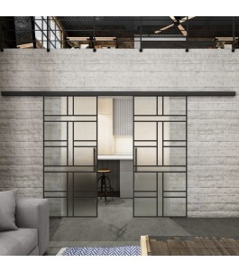 Glasschiebetür BLACK-LINE Loft Schwarzlack 13 Blickdicht