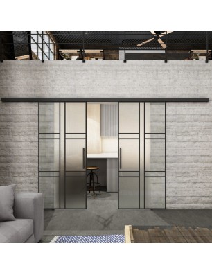 Glasschiebetür BLACK-LINE Loft Schwarzlack 14 Blickdicht