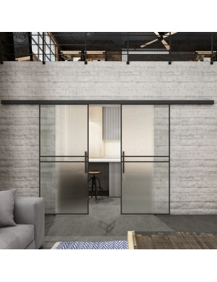 Glasschiebetür BLACK-LINE Loft Schwarzlack 18 Blickdicht