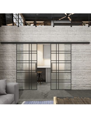 Glasschiebetür BLACK-LINE Loft Schwarzlack 19 Blickdicht