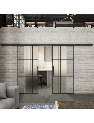 Glasschiebetür BLACK-LINE Loft Schwarzlack 20 Blickdicht