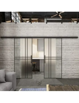 Glasschiebetür BLACK-LINE Loft Schwarzlack 21 Blickdicht