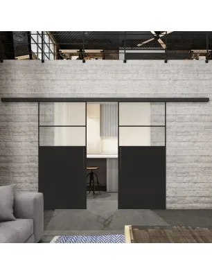 Glasschiebetür BLACK-LINE Loft Schwarzlack 22 Blickdicht